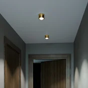Top Light Puk! 80 Ena LED stropna točka, mat leča, medenina - Dnevna soba/jedilnica - Sodobni - brušena medenina - Kovina