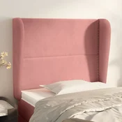 Uzglavlje s ušima ružičasto 93x23x118/128 cm baršunasto