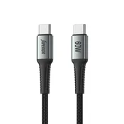 SUPERIOR USB data kabal SU-K102, Pleteni , Fast, 60W, 3A, Type C na Type C , 1m, Crni