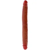 Dvostranski dong s kožico iz silikona, 35 cm