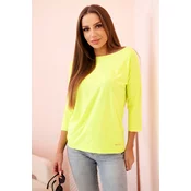 Kesi Womens blouse with a boat neckline yellow neon