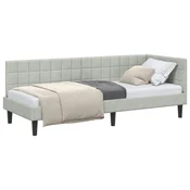 Vidaxl Kotna postelja z vzglavjem Svetlo siva 80 cm x 200 cm Žamet