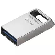 USB DISK KINGSTON 64GB DT Micro, 3.1, srebrn, kovinski, micro format, 3.2, srebrn, kovinski