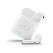 SAVIO TWS brezžične bluetooth slušalke z mikrofonom in polnilno postajo earpods TWS-01 Savio, bele