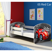 Djecji krevet ACMA s motivom, bocna bijela 180x80 cm - 05 Red Car