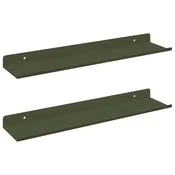 Vidaxl Ležeča polica 2 szt. Oljčno zelena 40 x 8,5 x 2,5 cm Jeklo
