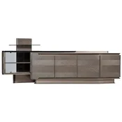 Casa Padrino luxury sideboard dark brown/bronze/black 260.8 x 57.3 x H. 90.3 cm - Solid wood cabinet with 4 doors - Hotel furniture - Luxury furniture - Luxury quality