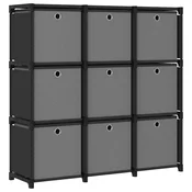 vidaXL Regal z 9 škatlami črn 103x30x107,5 cm blago