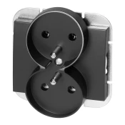 Vgradna dvojna vtičnica 2x2P+E Onyx, 16A, 250V, PT-6OR, črna