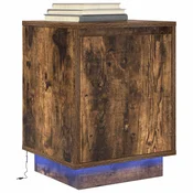vidaXL Nočna omarica z LED svetili Smoked Oak 38x34x50 cm