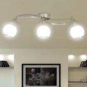 vidaXL Stropna lampa staklenim abažurima na zaobljenom okviru 3 E14 žarulje