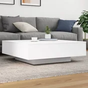 Stolic za kavu s LED svjetlima bijeli 100x100x31 cm