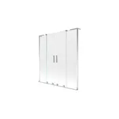 Mexen Velar L Dvojna kopalna zaslonka za kad, 2-krilna drsna 140 x 150 cm, prozorna, krom - 896-140-003-02-01