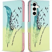GS Ovitek za Samsung Galaxy S23 FE s preklopom, denarnica, pernato modra/rumena