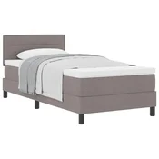 Vidaxl Postelja z vzmetnico z vzglavjem Taupe 90 x 200 cm blago