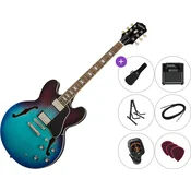 Epiphone ES-335 Figured Premium SET Blueberry Burst Jazz kitara (polakustična)