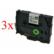 Komplet Brother TZe-M911/TZ-M911/PT/P-Touch 6mm kompatibilni trakovi (3) - črn izpis/mat srebrn trak