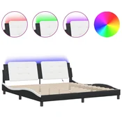 Vidaxl Posteljni okvir z LED brez vzmetnice Zadar črno bel 200x200 cm