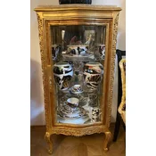 Casa Padrino baroque display cabinet gold/cream - Handmade solid wood showcase with glass door and marble top - Living room furniture in baroque style - Baroque furniture - Baroque furnishings