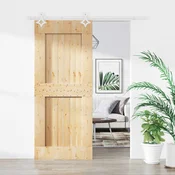 vidaXL Drsna vrata Naravna in bela 80 x 210 cm Masiven borov les