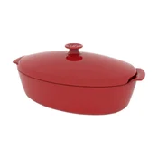 Oval Ceramic Dish with Lid, 41.5 x 24 cm/5.8L, Burgundy - Emile Henr
