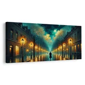 Slika romantična ulica s svetilkami - 120x60