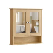 Songmics Kopalniško ogledalo z omarico 565x585x13 cm rjave barve