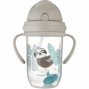 Canpol babies Exotic Animals Cup with straw skodelica s slamico Gray 270 ml