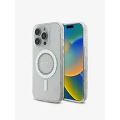Guess IML Rhinestones Ring MagSafe Zadní Kryt pro iPhone 16 Pro White Ovitek za telefon Vijolična