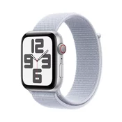 Apple Watch SE: GPS + Cellular, 44mm, ohišje iz aluminija v srebrni barvi, pašček Sport Loop v barvi modrega oblaka