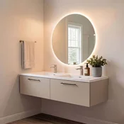 Skye Decor Set kupatilskog ormarica sa umivaonikom i ogledalom, 2 dela, Bež