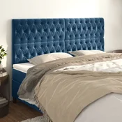 Vidaxl vidaXL Vzglavja za postelje, 4 kosi, temno modra, 100x7x78/88 cm, žamet