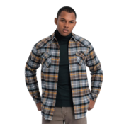 OMBRE Moška karirasta flanelasta srajca z žepi V1 OM-SHCS-0149 sivo-rumena MDN124355 XL