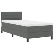 Vidaxl Postelja z vzmetnico z vzmetnico Temno siva 100 x 200 cm blago