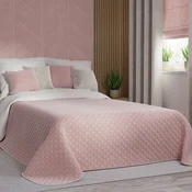 shumee VELVI Pregrinjalo za posteljo 220x240cm - nežno roza z geometrijskim vzorcem