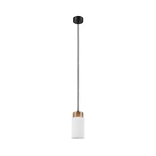 Lamkur Markus, viseča luč, opalno steklo/hrastov les, O 9,5 cm, E27 - Dnevna soba / jedilnica - Skandinavski - opalno bela, hrastova, črna