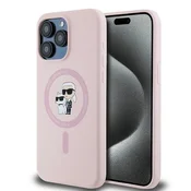 Karl Lagerfeld Etui Karl Lagerfeld Silicone Karl&Choupette Ring MagSafe za iPhone 15 Pro Max - roza