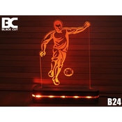 Black Cut 3D Lampa Fudbaler Crvena