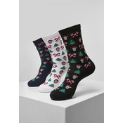Grumpy Santa Christmas Socks - 3-Pack Black/Navy/White