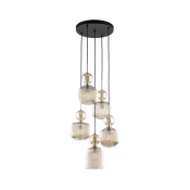 Luster na sajli SOPHIA 5xE14/10W/230V crna/zadimljeno bež