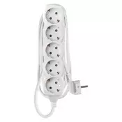 Podaljšek 1,5 m/5 vtičnic/beli/PVC/1 mm2