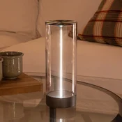 Konstsmide LED-akumulatorska namizna svetilka Edison, višina 24 cm, siva/prozorna, IP54 - Dnevna soba/jedilnica - Sodobni - temno siva, prosojna - Plastika