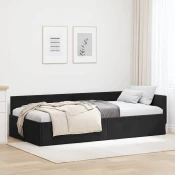 Kutni okvir kreveta s uzglavljem Crna 100 cm x 200 cm Baršun