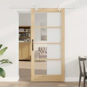 vidaXL Set drsnih vrat  z opremo 93x202 cm Trden borov les