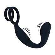 Gardj Europe Vibrirajoči silikonski stimulator prostate z obročkom za penis in moda – črn