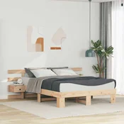 Krevetna konstrukcija Smeđa 160 x 200 cm Čvrsto borovo drvo Bež