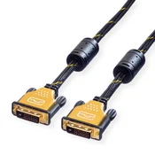 ROLINE Roline DVI priključni kabel DVI-D 24+1-polni vtič 2.00 m črna\, zlata 11.04.5512 zaščiten\, lahko se privije DVI kabel, (20410862)