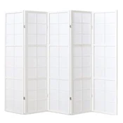 Homestyle4U Pregradna stena, Shoji 5-delna, 220x2,2x175 cm, bela