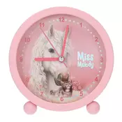 Miss Melody Stolní budík s nočním světlem , Růzový, kůň + kočka