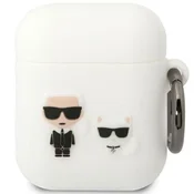 Karl Lagerfeld etui za AirPods 1/2, Silicone Karl&Choupette, bel